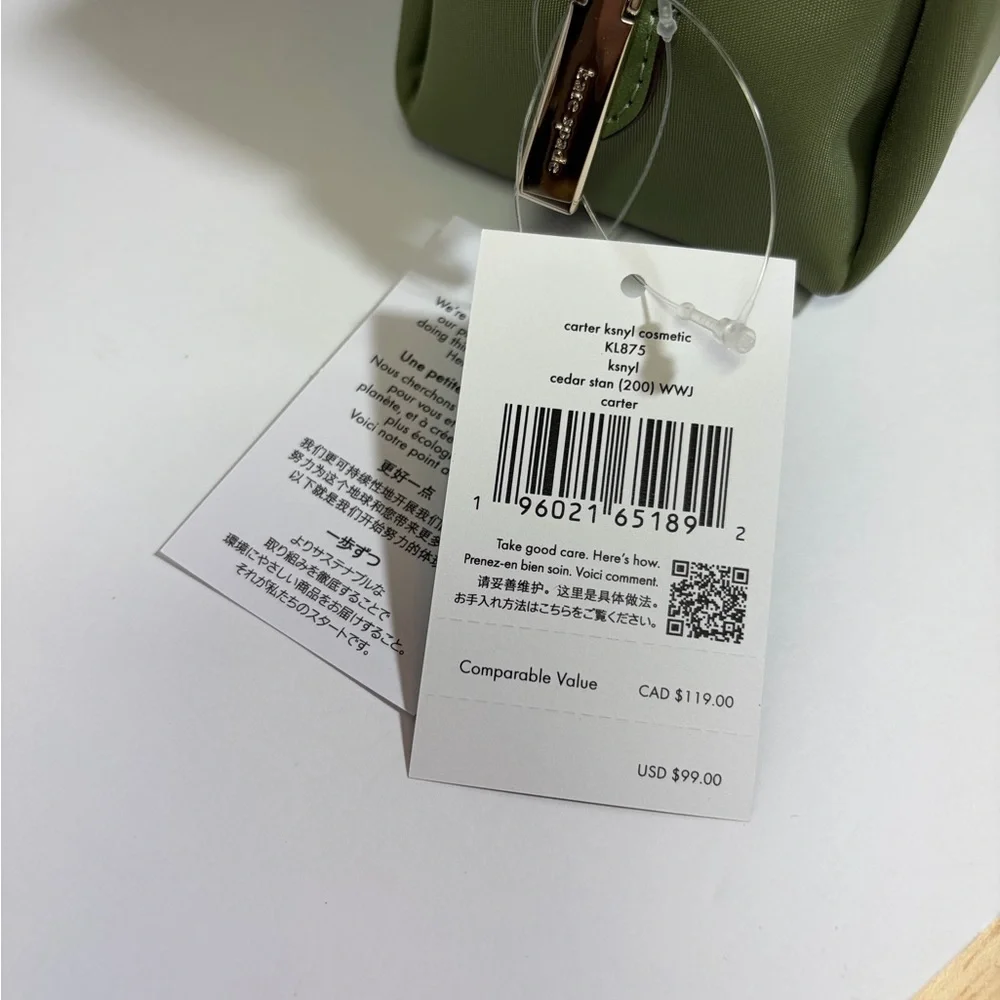 NEW Kate Spade Olive Toiletry Bag Set